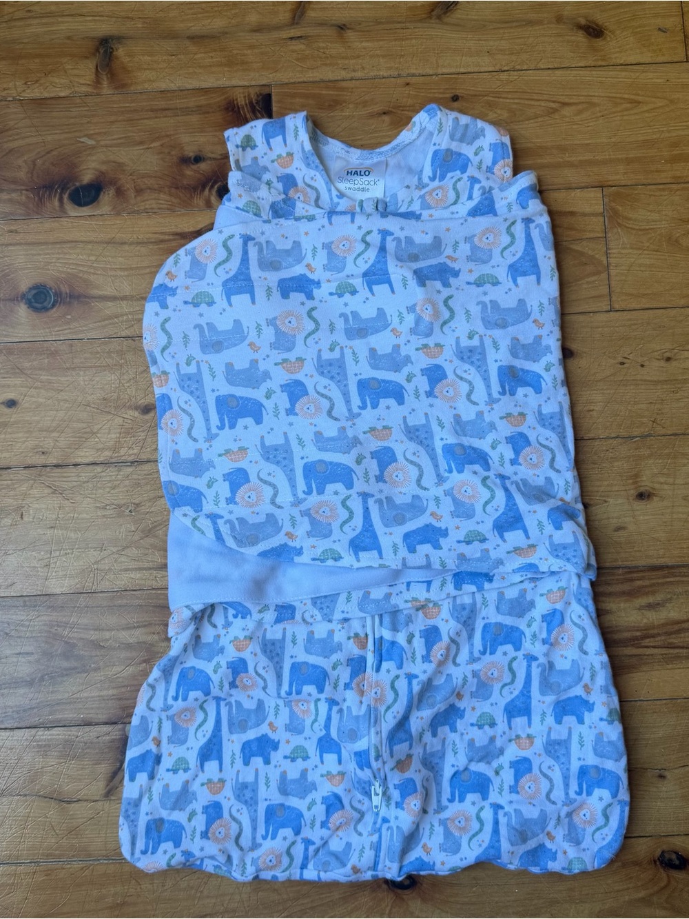 NEW* HALO Blue Animal Print Sleep Sack Swaddle